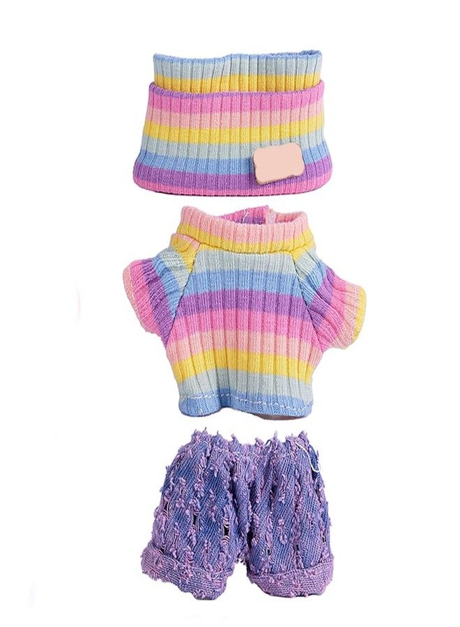 SHUOXUKE Clothes for 17cm Doll (NO Doll),Adorable Outfit ，Handcrafted Clothes Set with Dress Up ,Ropa Accessories Hat + Sweater + Pants (Rainbow + Purple) - Image 2
